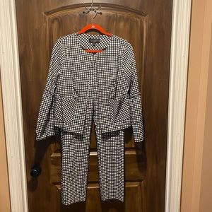 Laundry gingham print black and white pantsuit.